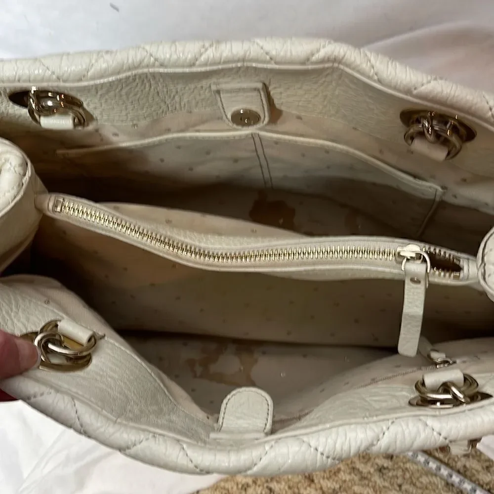 Kate Spade Cream Quilted Maryanne Shoulder Bag With Chain Handles.